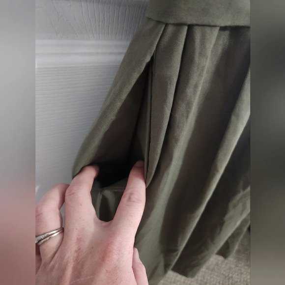 JDY green trench coat dress belted collared lagenlook Military size 36 - Picture 6 of 13